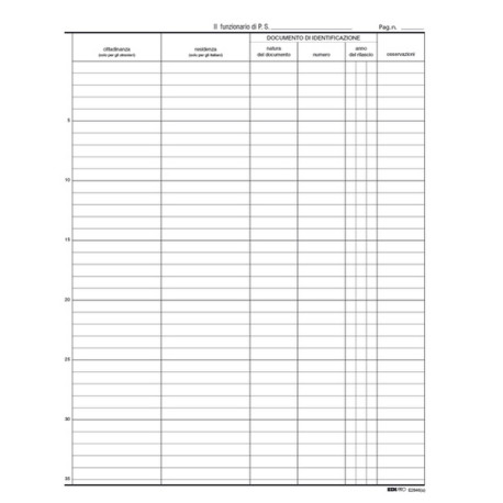 Registro persone alloggiate - 31 x 24,5cm - 46pg - Edipro