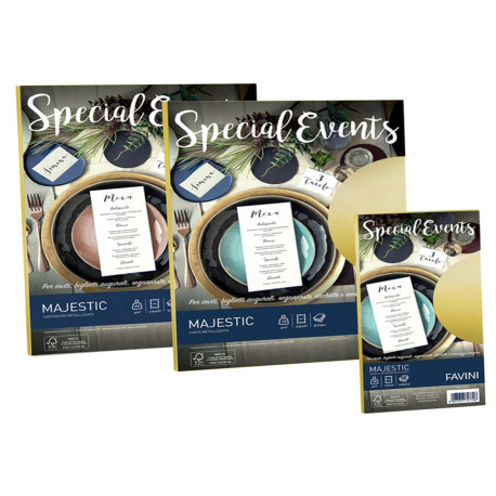 Carta metallizzata Special Events - A4 - 250 gr - azzurro - Favini - conf. 10 fogli