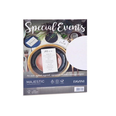 Carta metallizzata Special Events - A4 - 250 gr - bianco - Favini - conf. 10 fogli