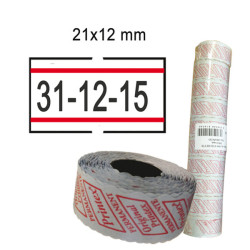 Rotolo da 1000 etichette per Printex Smart - 21x12 mm - adesivo permanente - bianco con righe rosse - Printex - Pack 10 rotoli