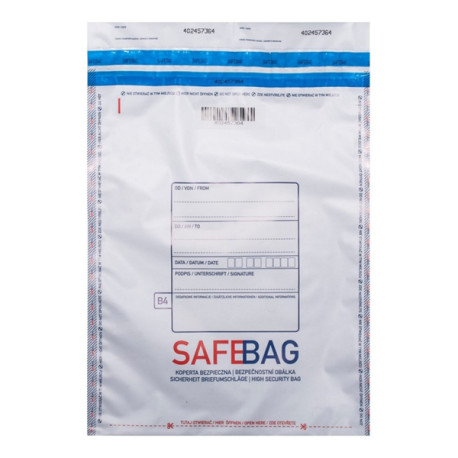 Sacchetti di sicurezza Safe Bag - per corrieri - B5 - 18,6 x 25,5 + 4 cm - PE - bianco - Bong Packaging - conf. 100 pezzi