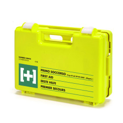 Valigetta Cassetta Medica giallo fluorescente All. 1 cat. AB  3 o più dip. c/sfigmo cm 41 x 31 x 11