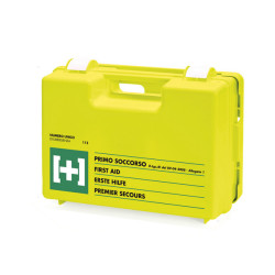 Valigetta Cassetta Medica giallo fluorescente All. 1 cat. AB con 3 o più dip. s/sfigmomanometro cm 42 x 31 x 15,5