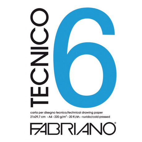 Blocco Tecnico 6 - 25 x 35 cm - 20 fogli - 240 gr - liscio - Fabriano