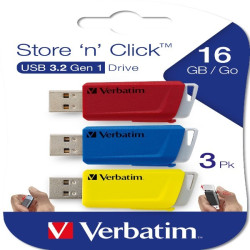 Verbatim - USB Pen Drive 3.0 Store’N’Click 3X16GB R/B/Y - conf. 3 pezzi - 49306