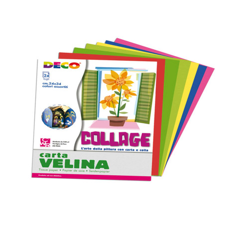 Carta velina - 24 x 34 cm - 20 gr - colori assortiti - Deco - 24 fogli