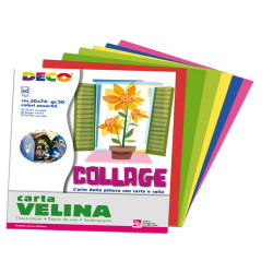 Carta velina - 50 x 76 cm - 20 gr - 10 colori assortiti - Deco - busta 50 fogli