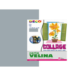 Carta velina - 50 x 76 cm - 20 gr - argento - Deco - busta 24 fogli