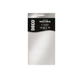 Carta velina - 50 x 76 cm - 20 gr - argento metal - Deco - busta 5 fogli