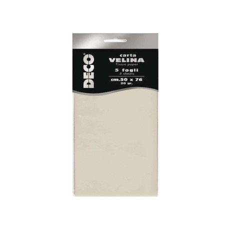 Carta velina - 50 x 76 cm - 20 gr - avorio - Deco - busta 5 fogli