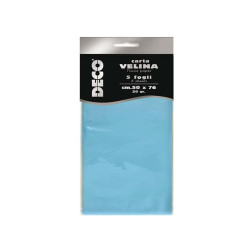 Carta velina - 50 x 76 cm - 20 gr - azzurro - Deco - busta 5 fogli