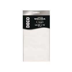 Carta velina - 50 x 76 cm - 20 gr - bianco - Deco - busta 5 fogli