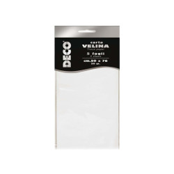 Carta velina - 50 x 76 cm - 20 gr - bianco perlescente - Deco - busta 5 fogli