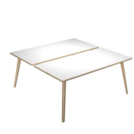 Scrivania Woody a 2 postazioni contrap. - 180 x 166 cm - rovere / bianco