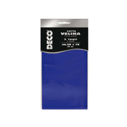 Carta velina - 50 x 76 cm - 20 gr - blu - Deco - busta 5 fogli