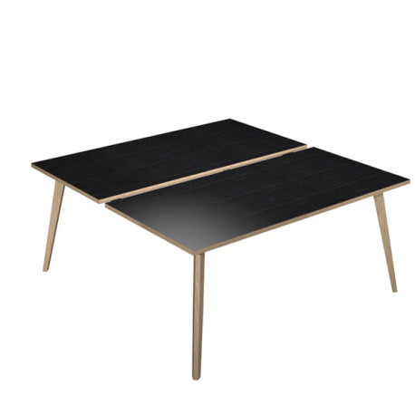 Scrivania Woody a 2 postazioni contrap. - 180 x 166 cm - rovere / nero venato