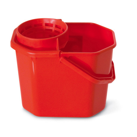 Secchio con strizzatore - PPL riciclabile - 12 L - rosso - PerfettoFactory