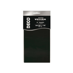 Carta velina - 50 x 76 cm - 20 gr - nero - Deco - busta 5 fogli
