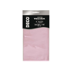 Carta velina - 50 x 76 cm - 20 gr - rosa - Deco - busta 5 fogli