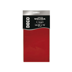 Carta velina - 50 x 76 cm - 20 gr - rosso - Deco - busta 5 fogli