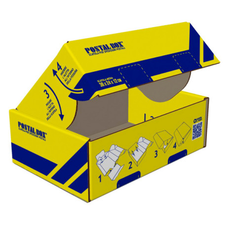 Scatola spedizioni Postal Box - M - 36 x 24 x 12 cm - giallo/blu - Blasetti