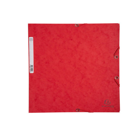 Cartella 3 lembi con elastico angolare - A4 - dorso 0,3 cm - cartoncino Lustrè - rosso - Exacompta