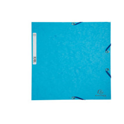 Cartella 3 lembi con elastico angolare - A4 - dorso 0,3 cm - cartoncino Lustrè - turchese - Exacompta