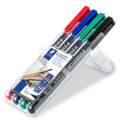 Pennarello Lumocolor Permanent 313 - punta 0,4 mm - colori assortiti - Staedtler - astuccio 4 colori