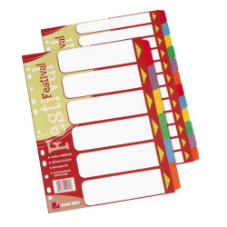 Separatore Festival - 6 tasti neutri colorati - cartoncino 140 gr - A4 - multicolore