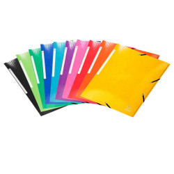 Cartella 3 lembi con elastico angolare Iderama - A4 - dorso 3,5cm - 10 colori assortiti - Exacompta