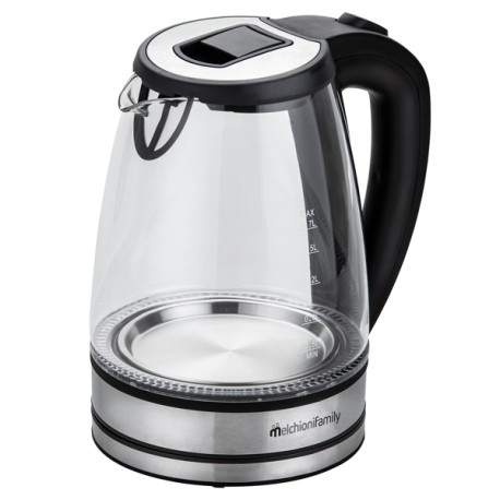 Bollitore elettrico cordless - caraffa in vetro - 2200 W - nero - Melchioni family