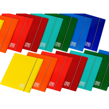 Cartella 3 lembi con elastico One Color - A4 - dorso 1 cm - colori brillanti - Blasetti