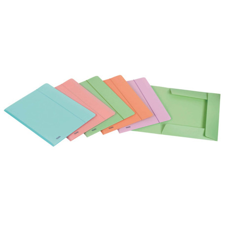 Cartella 3 lembi con elastico Pastel - 24 x 33cm - dorso 1 cm - PP - colori assortiti - Favorit
