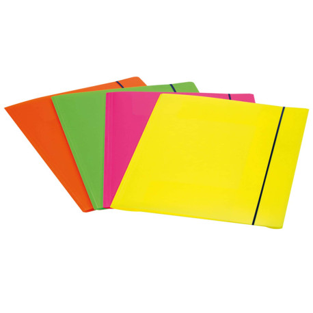 Cartella 3 lembi con elastico Shocking File - A4 - dorso 3 cm - PP - colori fluo assortiti - Fellowes