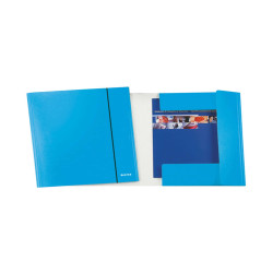 Cartella 3 lembi con elastico WOW - 25 x 35 cm - dorso variabile - cartoncino plastificato - azzurro metal - Leitz