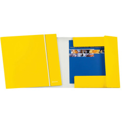 Cartella 3 lembi con elastico WOW - 25 x 35 cm - dorso variabile - cartoncino plastificato - giallo - Leitz