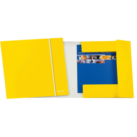 Cartella 3 lembi con elastico WOW - 25 x 35 cm - dorso variabile - cartoncino plastificato - giallo - Leitz