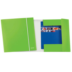 Cartella 3 lembi con elastico WOW - 25 x 35 cm - dorso variabile - cartoncino plastificato - verde lime - Leitz