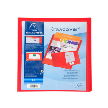 Cartella di presentazione con 2 alette Kreacover - A4 - PP - rosso - Exacompta