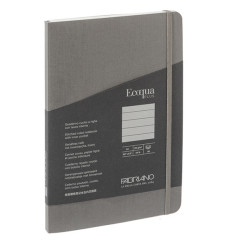 Taccuino Ecoqua Plus - con elastico - rilegatura cucita - A5 - 5 mm - 80 fogli - righe - artracite - Fabriano