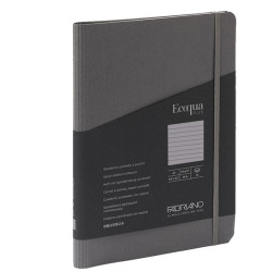 Taccuino Ecoqua Plus - con elastico - spiralato - A5 - 70 fogli - righe - antracite - Fabriano