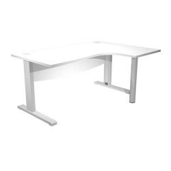 Scrivania compact Agorà - fianco dx metallico - L 180 x P120/80/60 x h 73 cm - con supporto metal e modesty panel - bianco - Ar