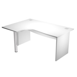 Scrivania compact Agorà - fianco sx melaminico - L180 x P120/80/60 x H73 cm - con supporto metallico - bianco - Artexport