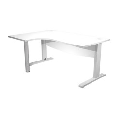 Scrivania compact Agorà - fianco sx metallico - L 180 x P120/80/60 x H 73 cm - con supporto metal e modesty panel - bianco - Ar