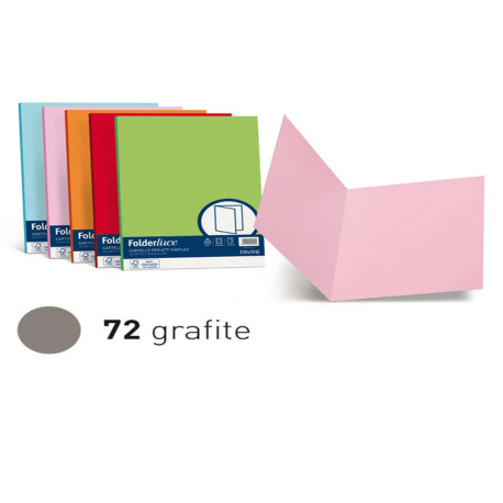 Cartellina semplice Luce - 200 gr - A4 - grafite - cartoncino bristol - Favini - conf. 50 pezzi