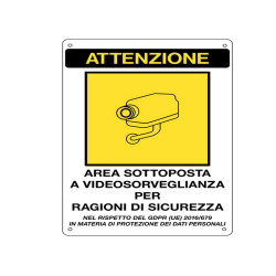 Cartello adesivo - AREA SOTTOPOSTA A VIDEOSORVEGLIANZA… - 20 x 30 cm - Markin