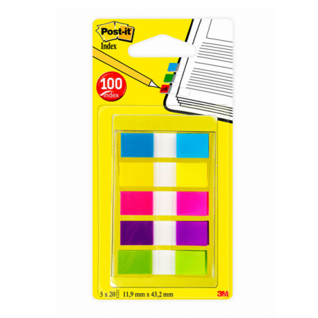 Segnapagina Post it® Index Mini - 683-5CBEU - 12 x 43,1 mm - 5 colori vivaci - Post it® - conf. 100 pezzi
