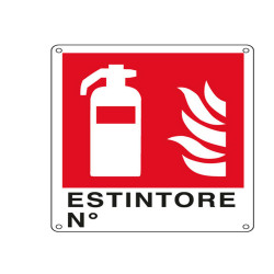 Cartello segnalatore -  25x31 cm - ESTINTORE N° - alluminio - Cartelli Segnalatori