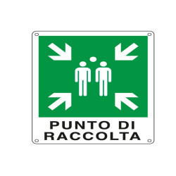 Cartello segnalatore -  25x31 cm - PUNTO DI RACCOLTA - alluminio - Cartelli Segnalatori