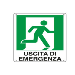 Cartello segnalatore -  25x31 cm - USCITA DI EMERGENZA (destra) - alluminio - Cartelli Segnalatori